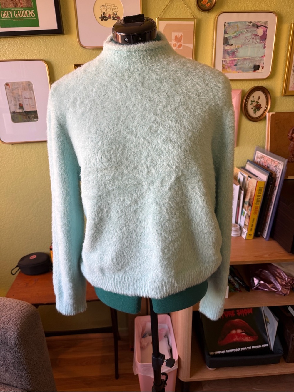 Universal Thread Fuzzy Mock Neck Sweater Baby Blue Soft Eyelash Knit XL
